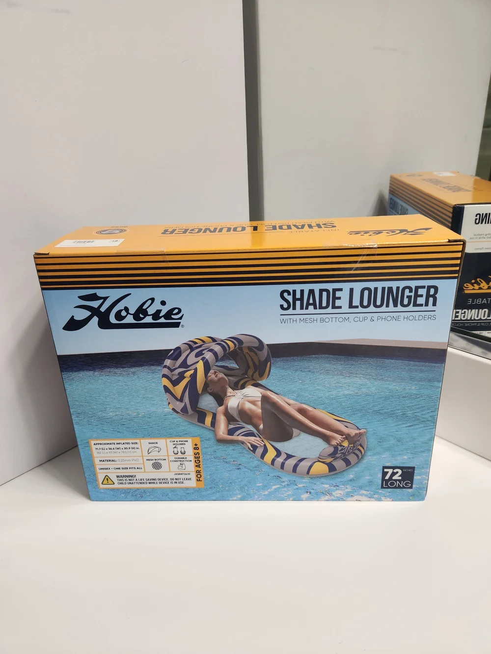 Hobie Shade Lounger 72" long Inflatable Pool Float - Blue, Yellow, White - Picture 3 of 4